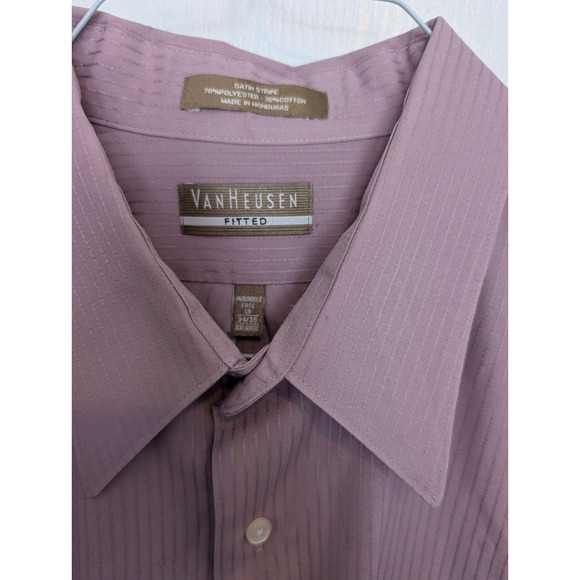 Van Heusen Other - Van Heusen Fitted Dress Shirt Mens 18 34/35 XXL Mauve Purple pi